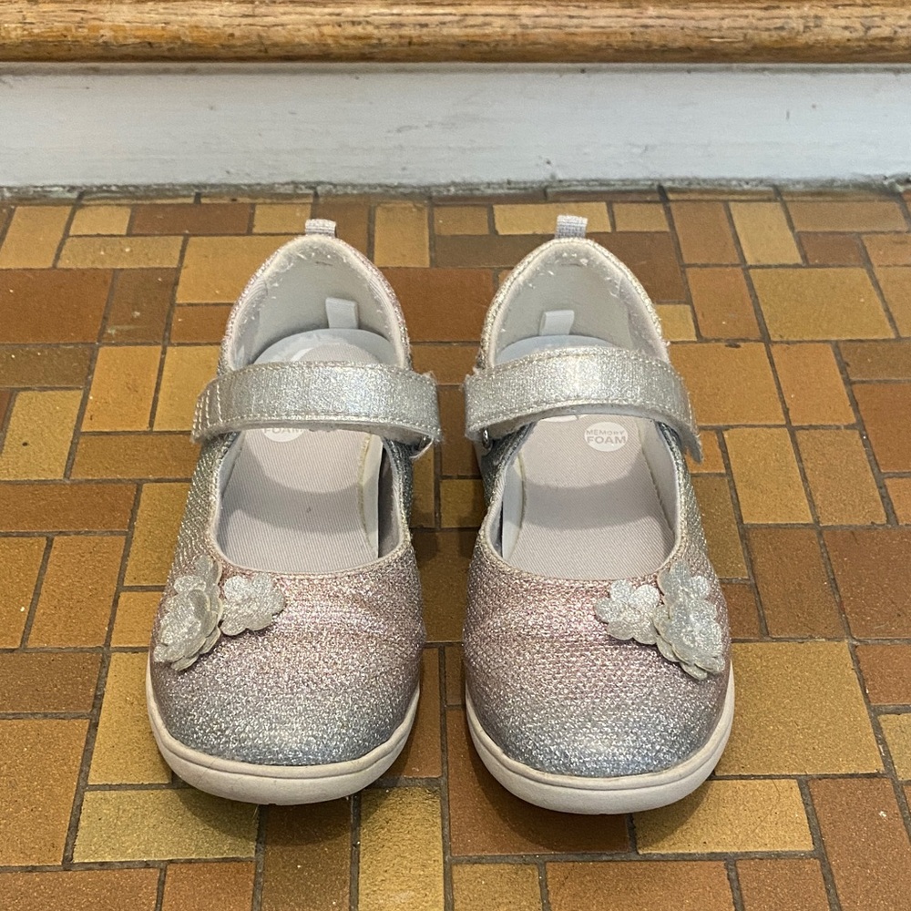 Stride Rite Glittery Silver and Pink Dress Shoes